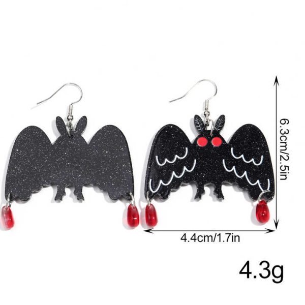 Women's Punk Halloween Fashion Drop Earrings Dark Black Little Bat Acrylic Design for Party
