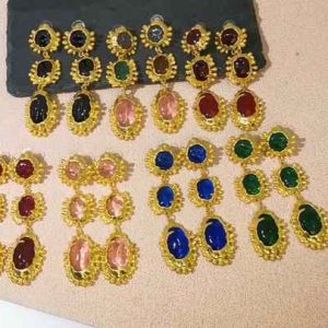 Vintage Baroque Multi-Layer Crystal Drop Earrings - Resin and Alloy Dangle Jewelry for Women