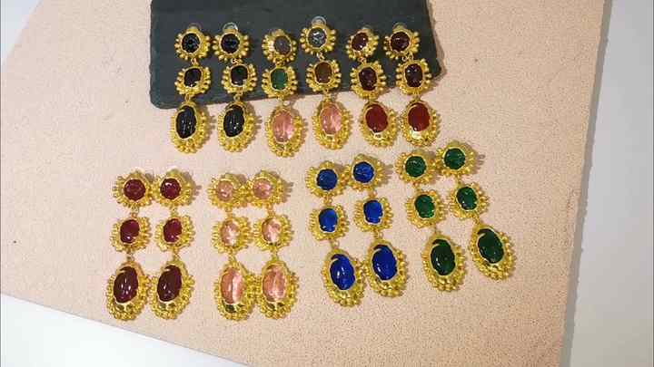 Vintage Baroque Multi-Layer Crystal Drop Earrings - Resin and Alloy Dangle Jewelry for Women