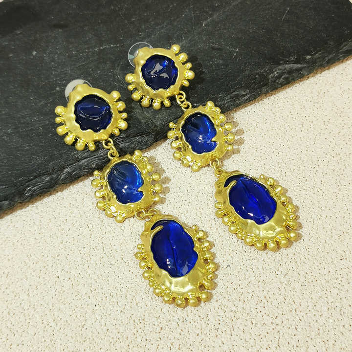 New Fashion Jewelry Vintage Baroque Long Dangle Earrings Multi-layer Colorful Pendant Resin Drop Earrings Accessories