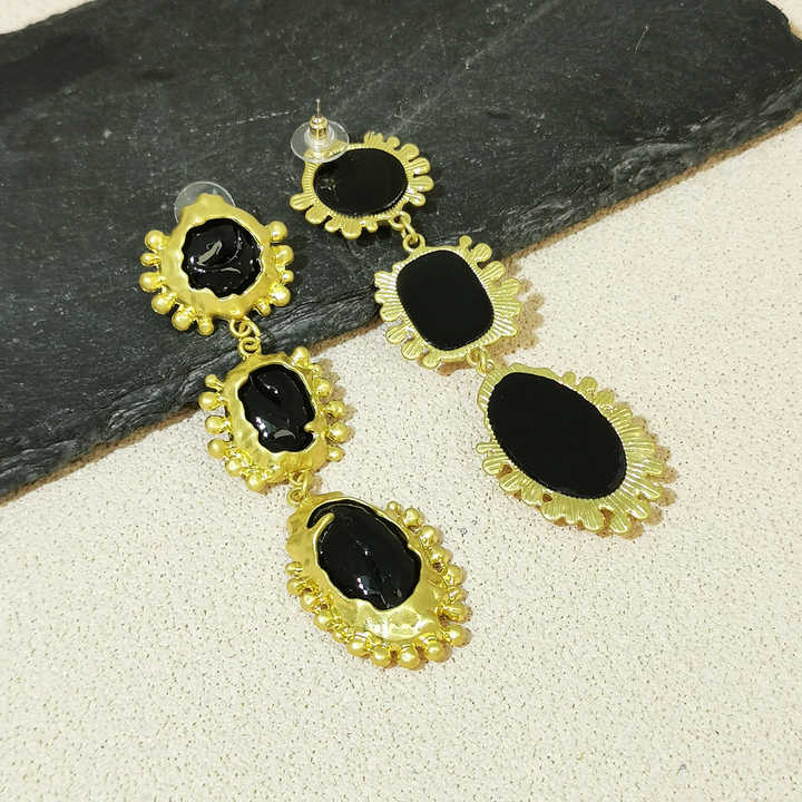 New Fashion Jewelry Vintage Baroque Long Dangle Earrings Multi-layer Colorful Pendant Resin Drop Earrings Accessories