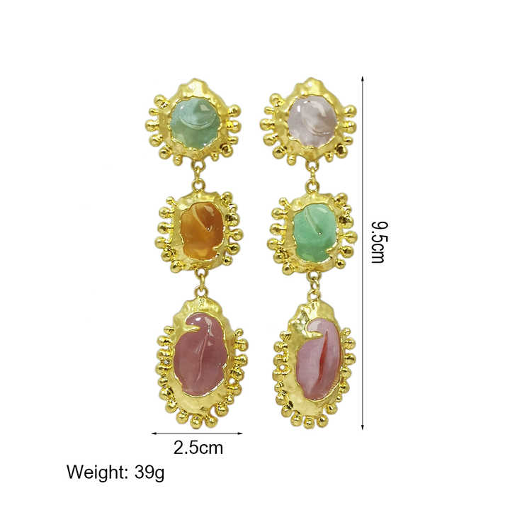 New Fashion Jewelry Vintage Baroque Long Dangle Earrings Multi-layer Colorful Pendant Resin Drop Earrings Accessories