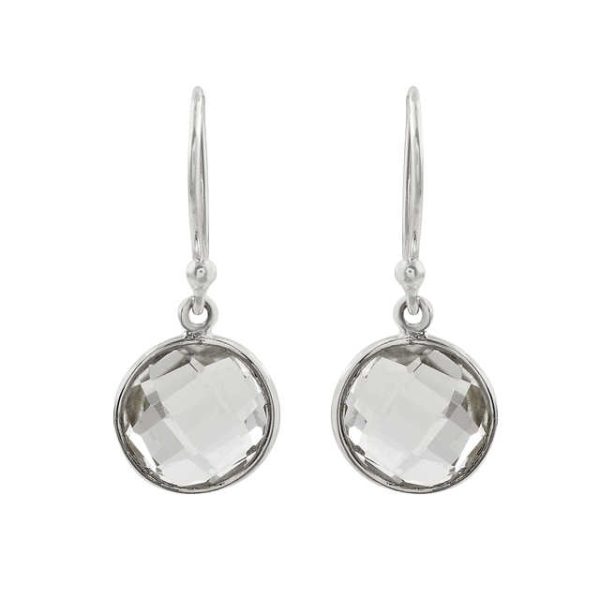 Women's New Trendy 925 Sterling Silver Drop Earrings with Crystal Faceted Stone Fashion Jewelry