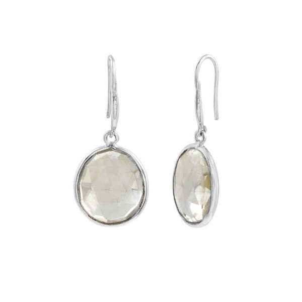 Women's New Trendy 925 Sterling Silver Drop Earrings with Crystal Faceted Stone Fashion Jewelry
