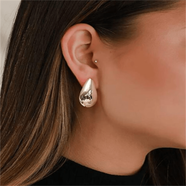 Fashion Women's 18K Gold-plated Stainless Steel Water Drop Earrings Hollow Large Thick Teardrop Water Drop Earrings