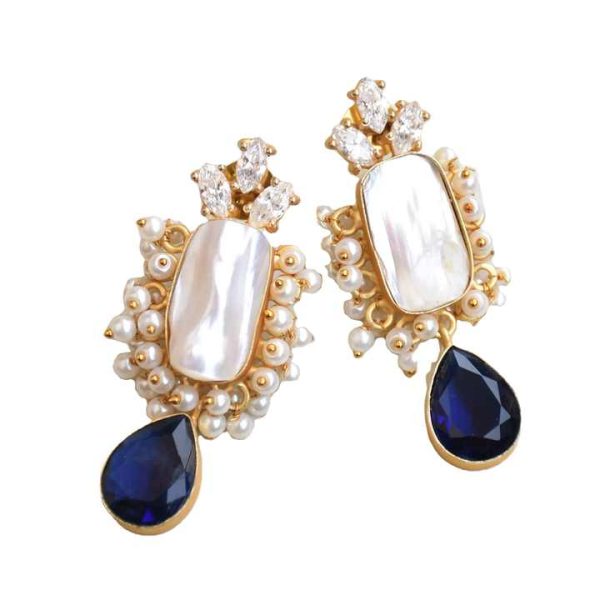 Baroque Pearl Gold Plated Fashion Drop Earrings With Zircon Manufacturer Wholesale Drop Earrings With Zircon