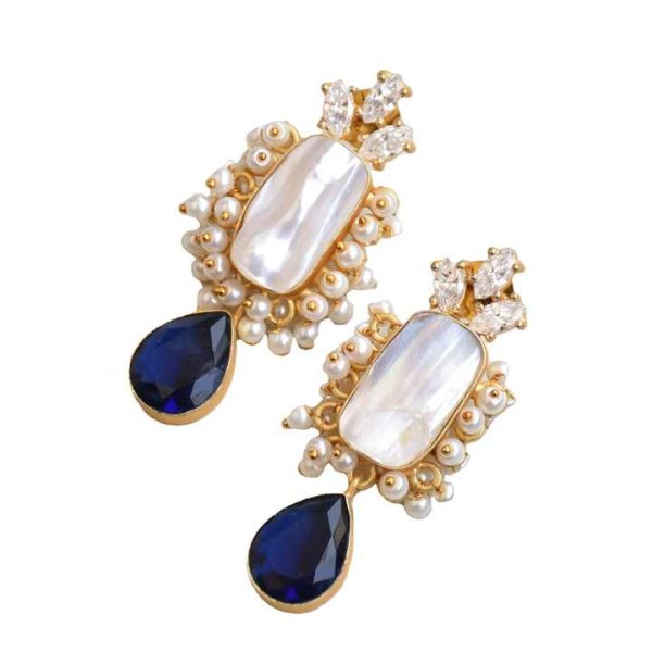 Baroque Pearl Gold Plated Fashion Drop Earrings With Zircon Manufacturer Wholesale Drop Earrings With Zircon