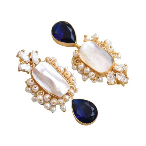 Baroque Pearl Gold Plated Fashion Drop Earrings With Zircon Manufacturer Wholesale Drop Earrings With Zircon