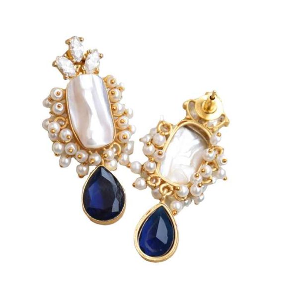 Baroque Pearl Gold Plated Fashion Drop Earrings With Zircon Manufacturer Wholesale Drop Earrings With Zircon