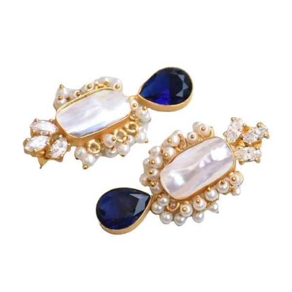 Baroque Pearl Gold Plated Fashion Drop Earrings With Zircon Manufacturer Wholesale Drop Earrings With Zircon