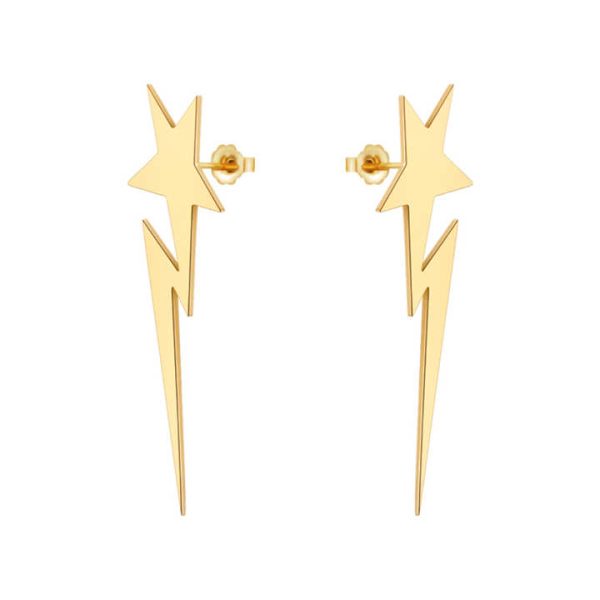 Original Design 18K Gold Plated Stainless Steel Jewelry Pendientes Lightning Star Drop Earrings for Women Party Earrings E221464