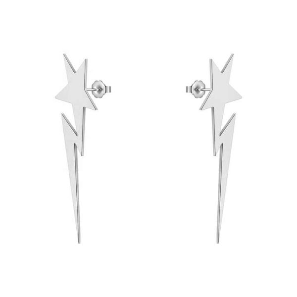 Original Design 18K Gold Plated Stainless Steel Jewelry Pendientes Lightning Star Drop Earrings for Women Party Earrings E221464
