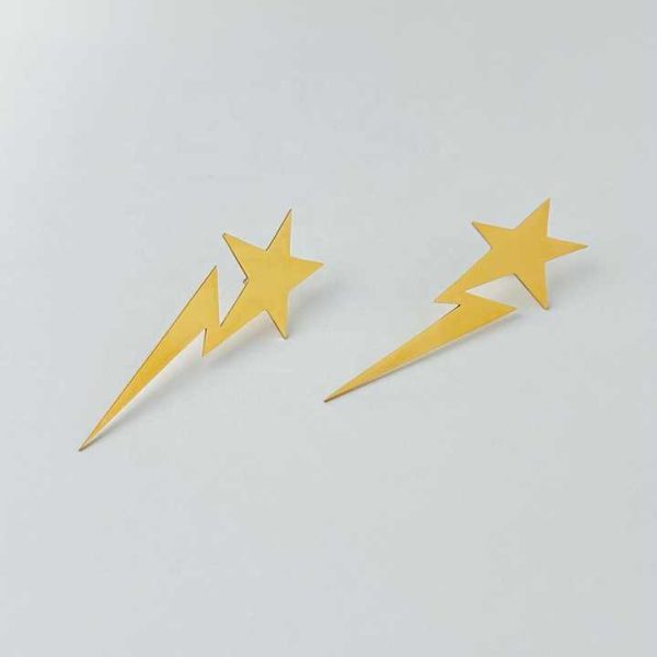 Original Design 18K Gold Plated Stainless Steel Jewelry Pendientes Lightning Star Drop Earrings for Women Party Earrings E221464