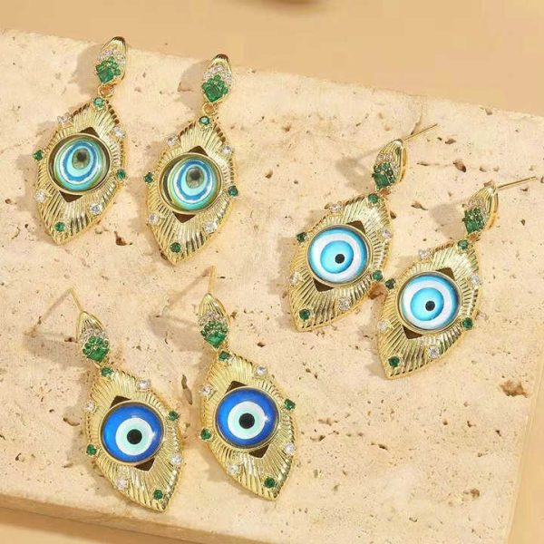 Fashion Colorful Eye Charms Drop Hoop Earrings Snake Design Eyes Jewelry Women Earrings
