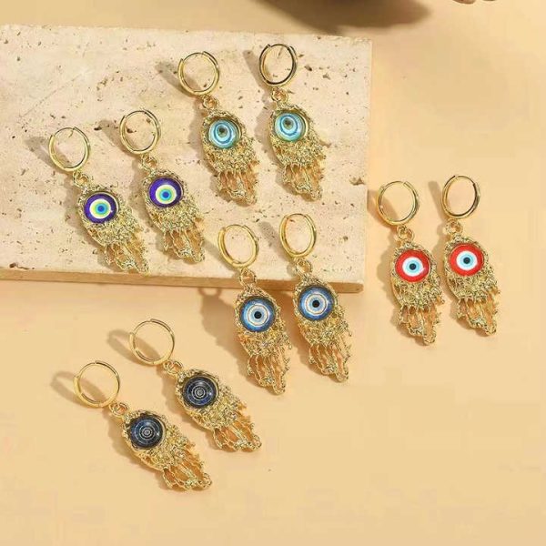 Fashion Colorful Eye Charms Drop Hoop Earrings Snake Design Eyes Jewelry Women Earrings