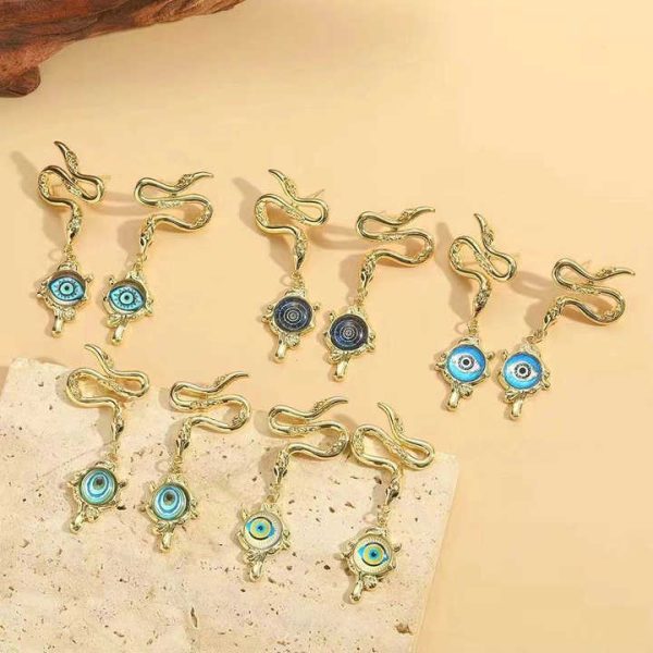 Fashion Colorful Eye Charms Drop Hoop Earrings Snake Design Eyes Jewelry Women Earrings
