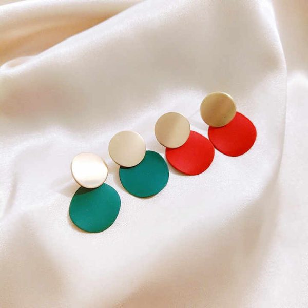 Hot Sale Bohemia Style Metal Matte Round Shape Simple 925 Sliver Jewelry Drop Earrings for Women Girl