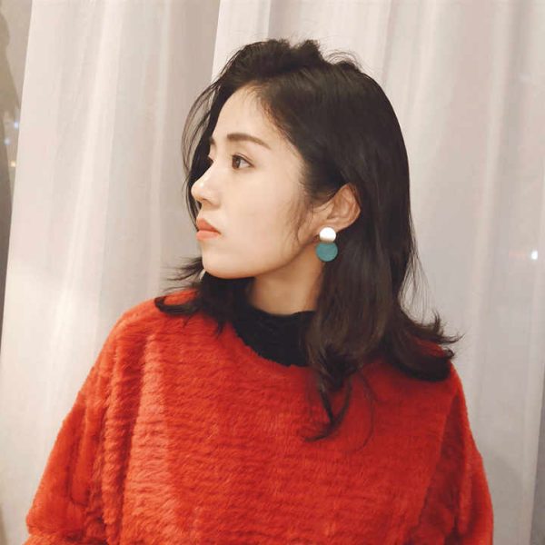 Hot Sale Bohemia Style Metal Matte Round Shape Simple 925 Sliver Jewelry Drop Earrings for Women Girl