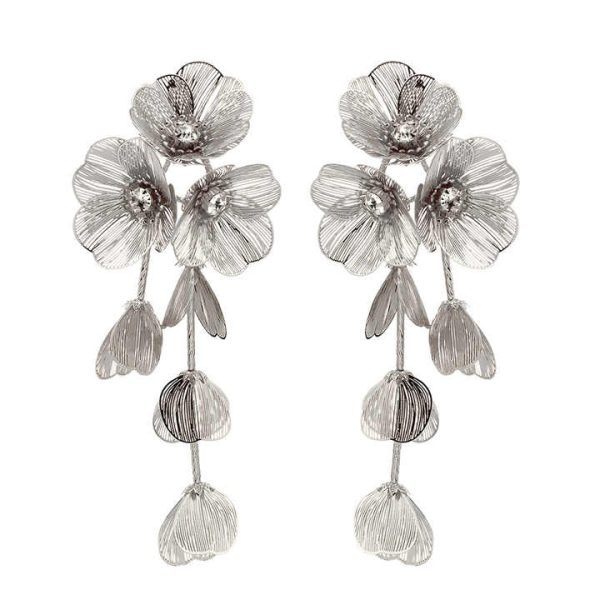 Fashion Jewelry Luxury Flower Earrings Exaggerate Tassel Style Earrings Long 3D Petal Women Petal Gold Plated Earrings