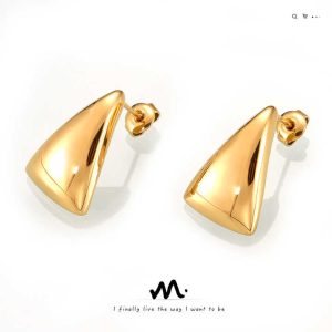 Women's Trendy 18K Gold Plated 316L Stainless Steel Geometric Drop Earrings Fashion Jewelry