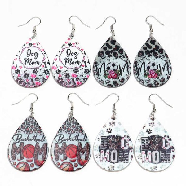 The Latest Retro Style Mother's Day Theme Gift Trend Ball Fashion DOG MOM Drop Pendant Earrings for Ladies