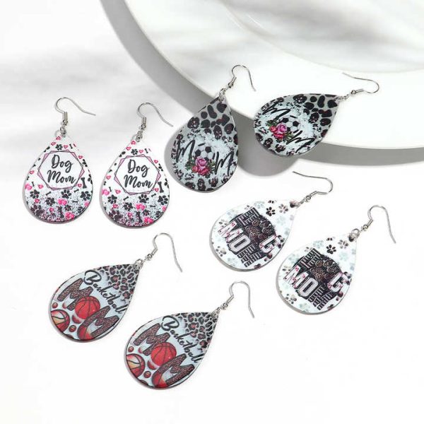 The Latest Retro Style Mother's Day Theme Gift Trend Ball Fashion DOG MOM Drop Pendant Earrings for Ladies