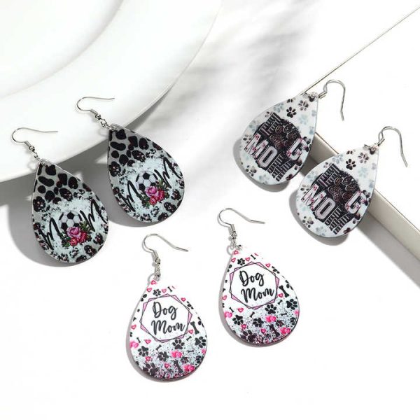 The Latest Retro Style Mother's Day Theme Gift Trend Ball Fashion DOG MOM Drop Pendant Earrings for Ladies