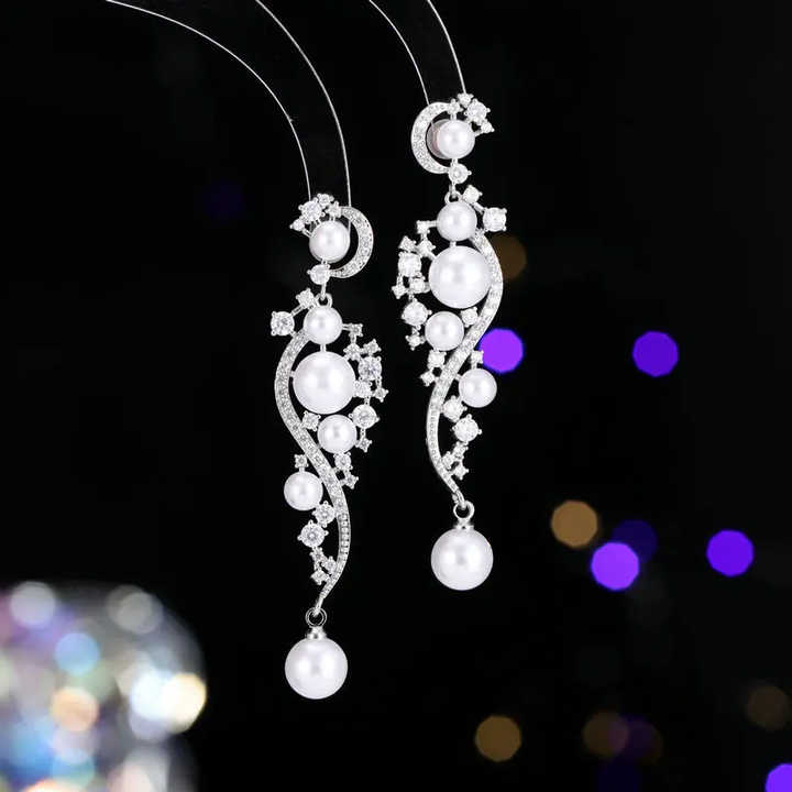 Fashionable and Elegant Bride Earrings Women's Light Luxury Vintage Elegant and Niche Wedding Earrings Accessories