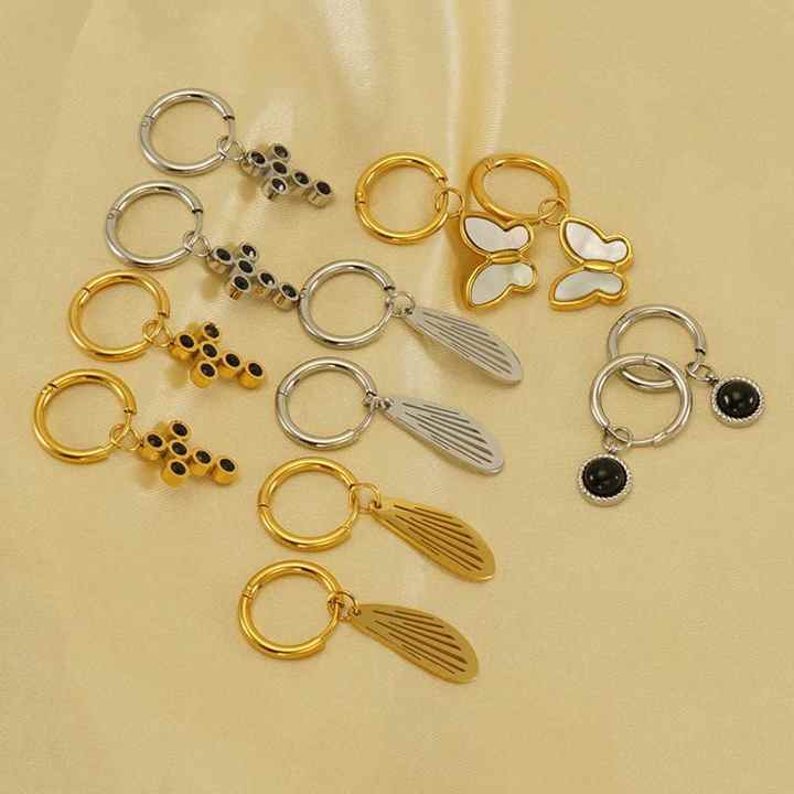 Cute Epoxy Resin Pendientes Earrings High Fashion Minimalist Jewelry Stainless Steel 18k Gold Drop Hoop Earrings