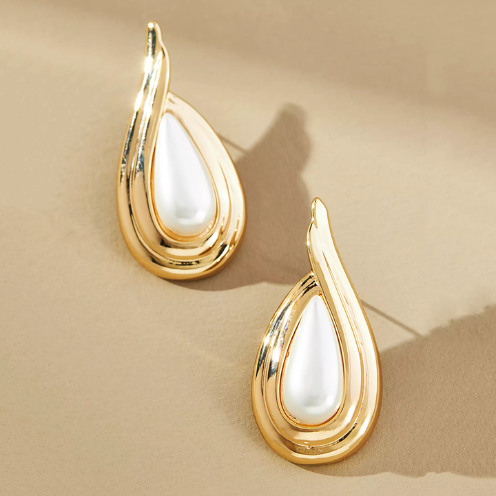 Luxury 14K Gold Plated Studs Earrings Restored Vintage Pearl Teardrop Dangle Earrings