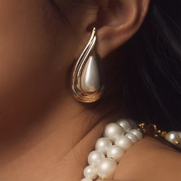 Luxury 14K Gold Plated Studs Earrings Restored Vintage Pearl Teardrop Dangle Earrings