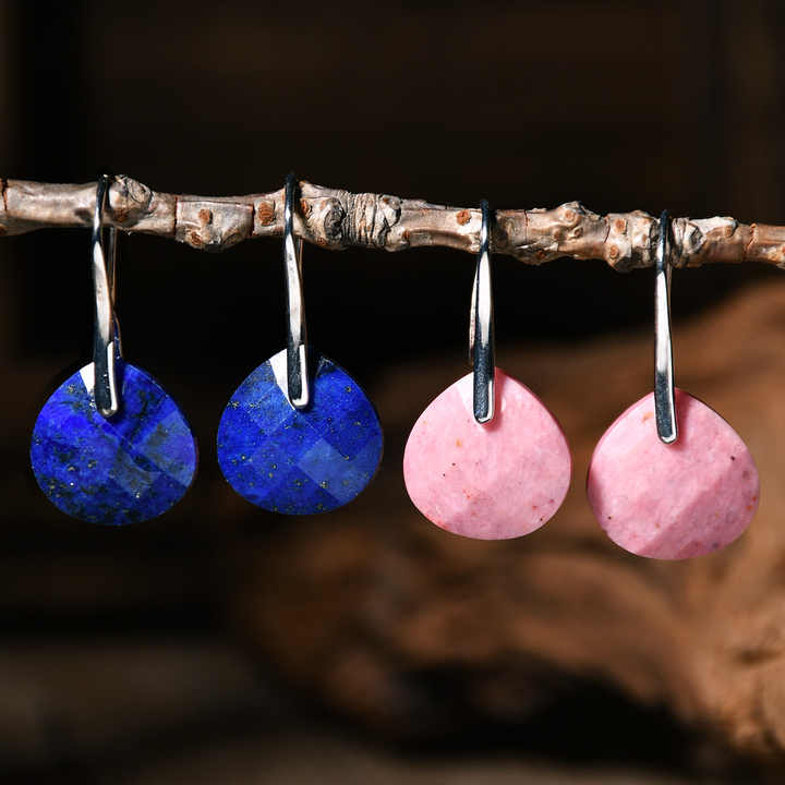European and American Simple Temperament Water Drop Shape Retro Earrings Fashion Natural Stone Jewelry