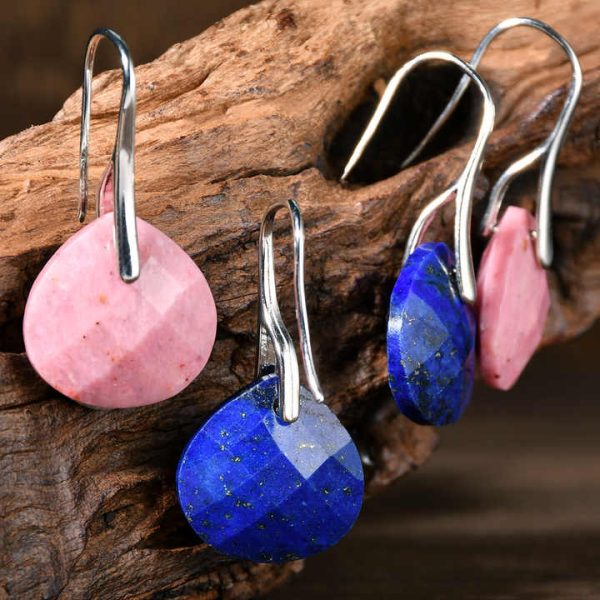 European and American Simple Temperament Water Drop Shape Retro Earrings Fashion Natural Stone Jewelry