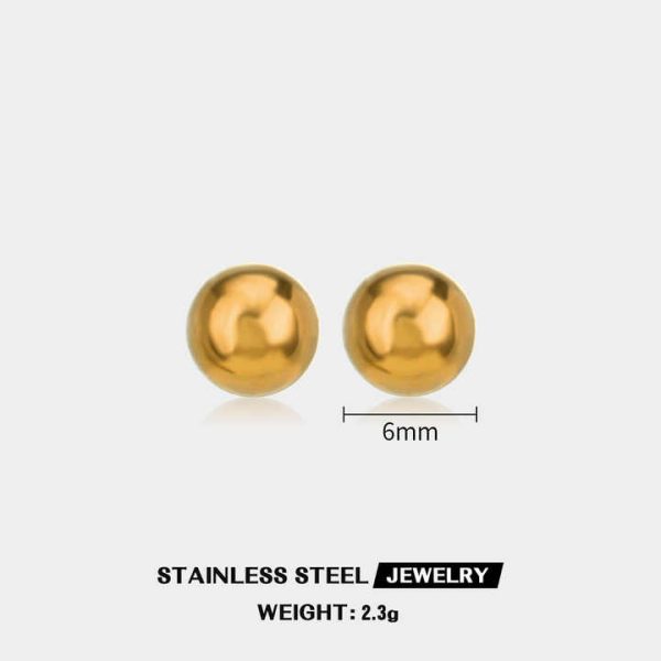 3-6MM Minimalist Waterproof Hypoallergenic 18k Gold Plated Stainless Steel Ball Stud Earrings Women Round Bead Earrings Gift
