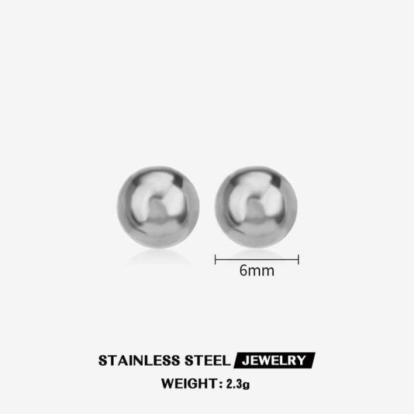 3-6MM Minimalist Waterproof Hypoallergenic 18k Gold Plated Stainless Steel Ball Stud Earrings Women Round Bead Earrings Gift