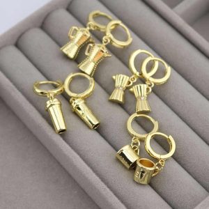 Trendy 18K Gold Plated Brass Coffee Cup Dangle Drop Huggie Hoop Earrings for Women
