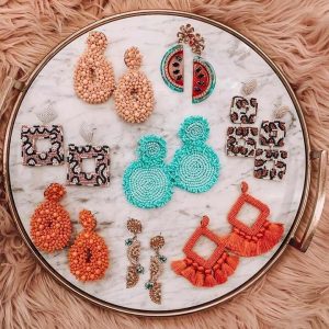 Vintage Ethnic Large Bead Tassel Drop Earrings Handmade Alloy Dangle Earrings for Party Wedding Gift