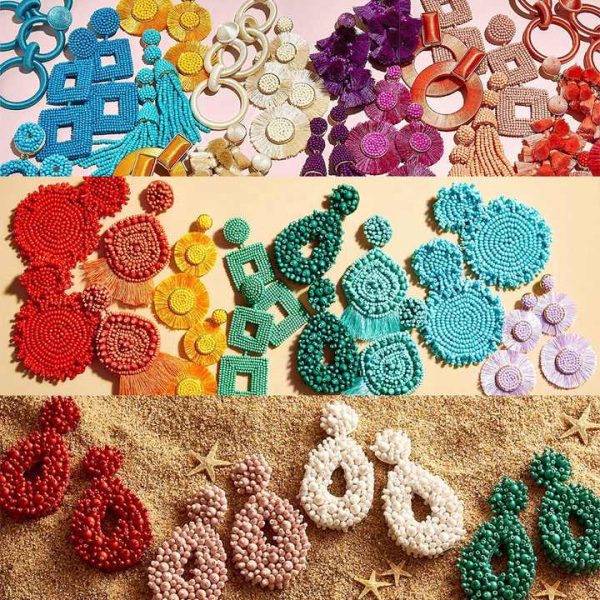 Ethnic Large Bead Tassel Fringe Earrings 2025 Handmade Big Beads Earrings Party Dangle Drop Earrings Gift