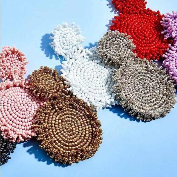 Ethnic Large Bead Tassel Fringe Earrings 2025 Handmade Big Beads Earrings Party Dangle Drop Earrings Gift