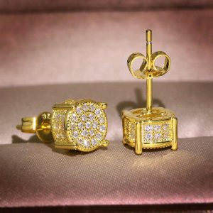 Women's Geometric Drop Earrings with Zircon Accents, 18K Gold Plated Acrylic Resin Jewelry for Wedding Party Daily Wear
