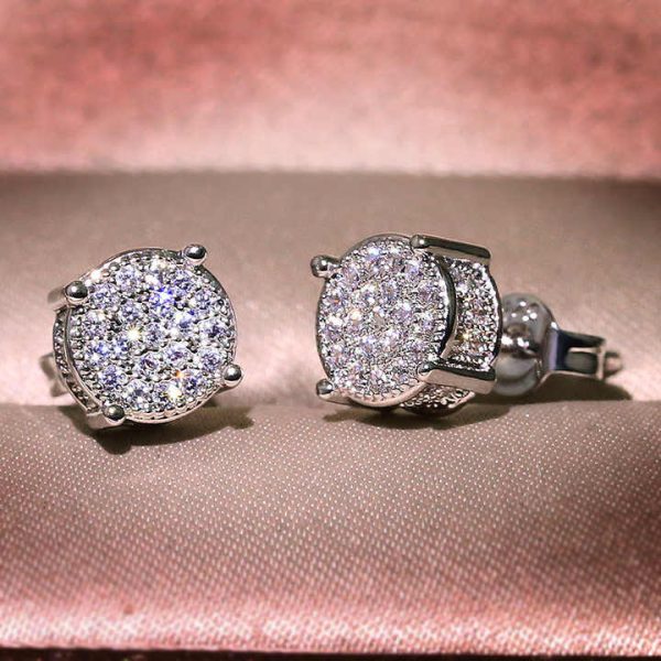 Fashion Geometric Women/man Hip Hop Stud Earrings Zirconia Wedding Party Daily Wearable Fashion