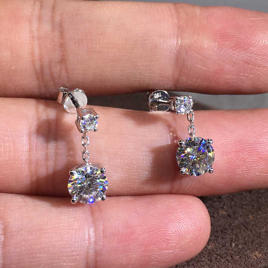 Jewelry 18K Gold Plated Silver Rose Gold Round Diamond Zircon Drop Huggies Fashion Earring for Women