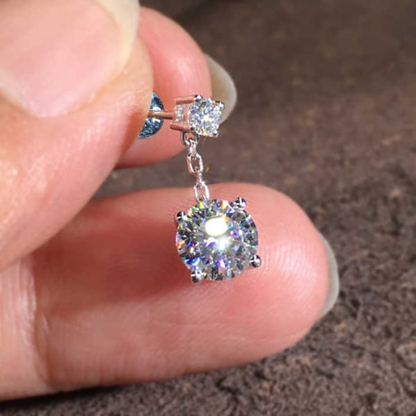 Jewelry 18K Gold Plated Silver Rose Gold Round Diamond Zircon Drop Huggies Fashion Earring for Women