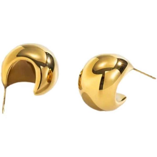 Fashion Jewelry Hypoallergenic Gold Plated Big Earrings Chunky Stainless Steel Drop Earrings for Women Girls