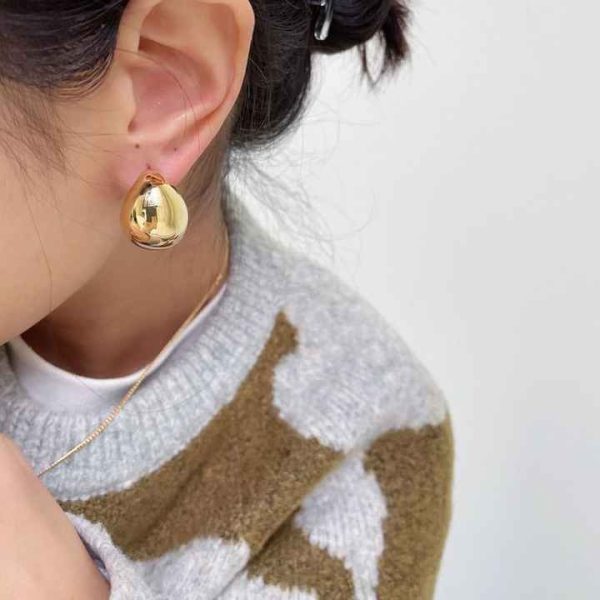 Fashion Jewelry Hypoallergenic Gold Plated Big Earrings Chunky Stainless Steel Drop Earrings for Women Girls