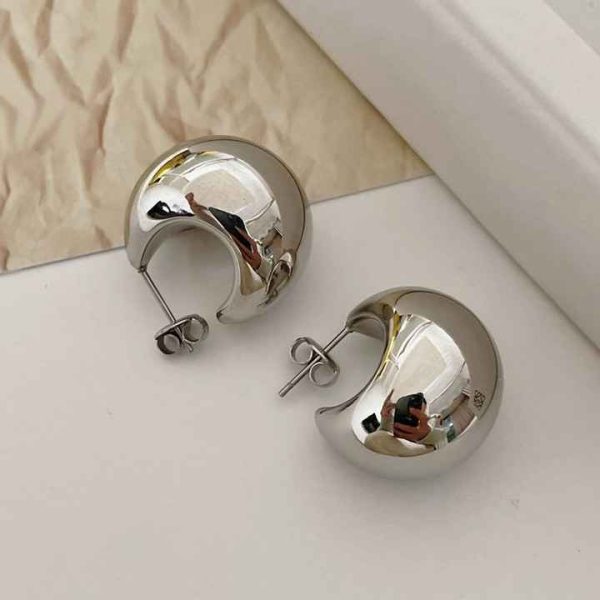 Fashion Jewelry Hypoallergenic Gold Plated Big Earrings Chunky Stainless Steel Drop Earrings for Women Girls