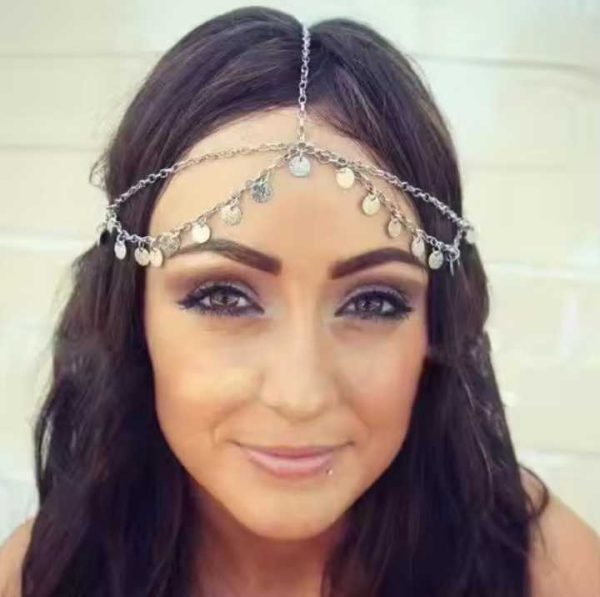 Fancy Day Women Metal Head Chain Hairpiece Headband Fashion Jewelry Multilayers Tassel Round Pendant Head Chain Hair Accessories