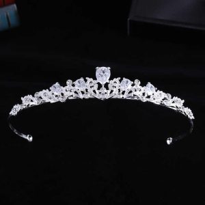 Korean Bride Crown Headwear Rhinestone Zircon Fashion Forehead Jewelry for Princess Birthday Anniversary Children's Show