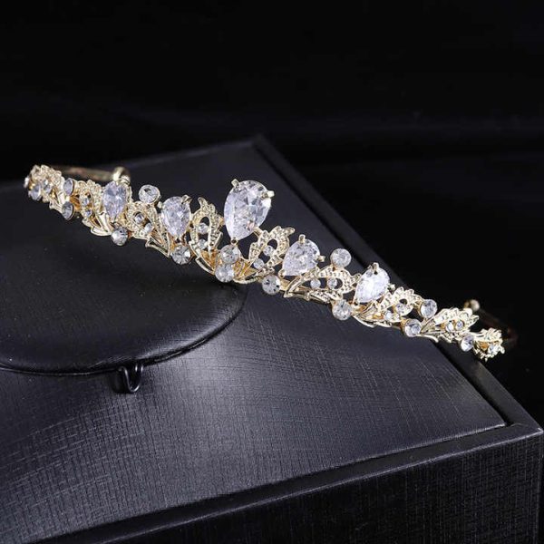 Korean Bride Crown Headwear Rhinestone Zircon Fashion Forehead Jewelry for Princess Birthday Anniversary Children's Show