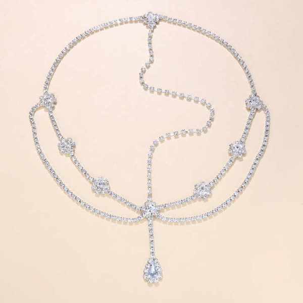 SY-51 Women Simple Hair Chain Accessories Rhinestone Crystal Drop Diamond Tassel Forehead Jewelry